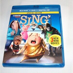Sing Special Edition Blu Ray by Illumination includes 3 mini movies & bonuses